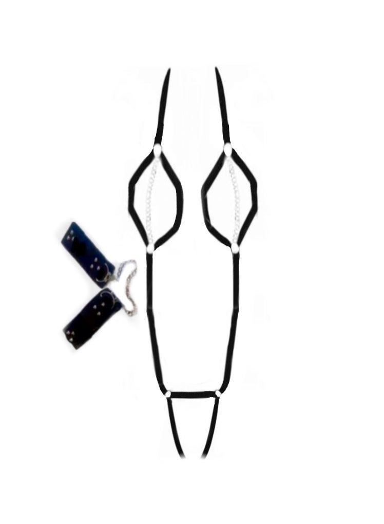 Sexy Lingerie Elastic with a Leather Hand straps,Black jumpsuit for Women - Image 1